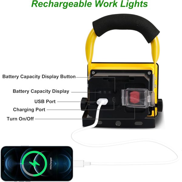 T-SUN Projecteur LED Rechargeable 30W 2500LM – Image 4